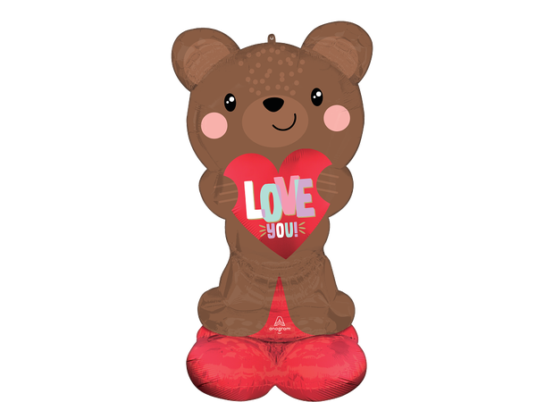 Satin Brown Love Bear 1 Folieballong m/form Airloonz -68x124cm
