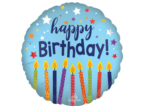 Satin Happy Birthday Celebrate 1 Folieballong - Rund - 18" (43cm) 