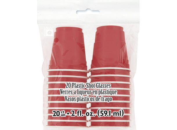 Shotteglass - Plastikk - Rød 20 Plastikk shotglass - 0,6dl