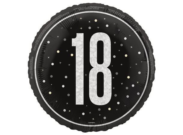 Sort & Sølv Glitz - #18 1 Folieballong - 46cm(18")
