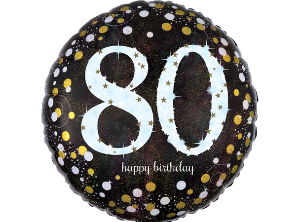 Sparkling Birthday 80 1 Folieballong - Rund - 19" (45cm)