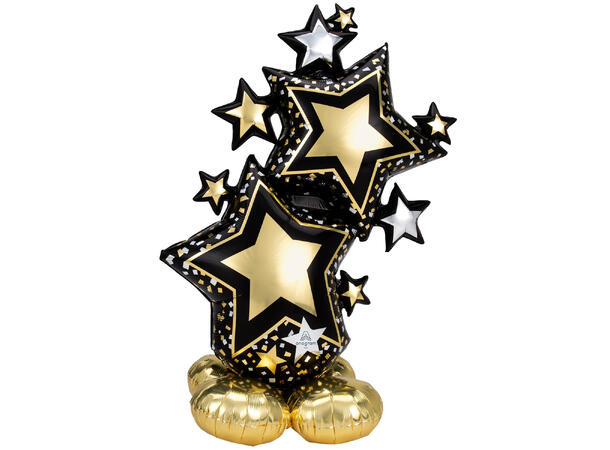 Star Cluster Black & Gold 1 Folieballong for luft m/base -66x149cm