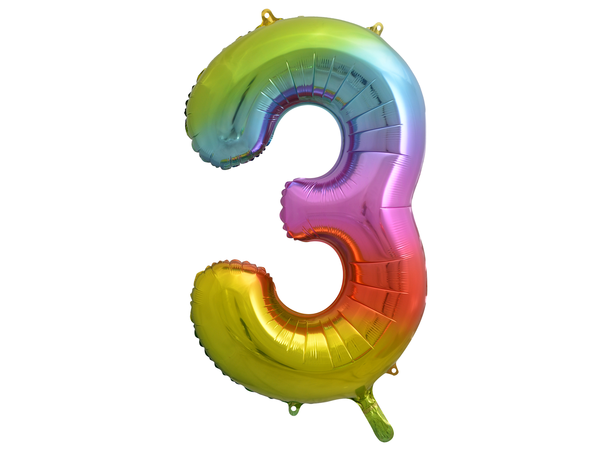 Tallballong - Rainbow - 3 1 Folieballong - 86cm (34")