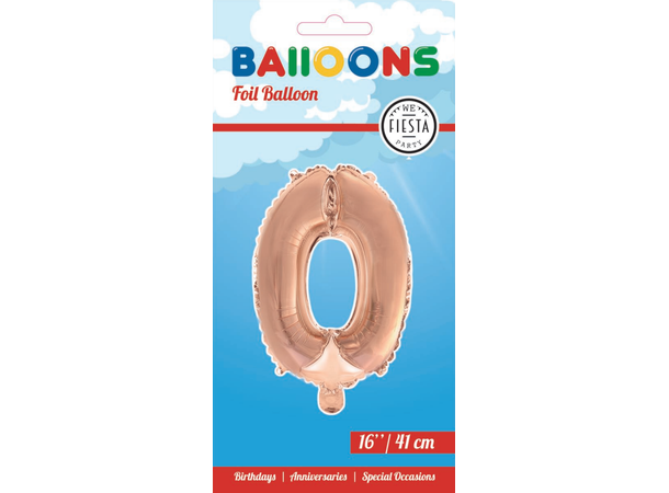 Tallballong # 0 - Rosegull 1 Folieballong - 41cm (16")