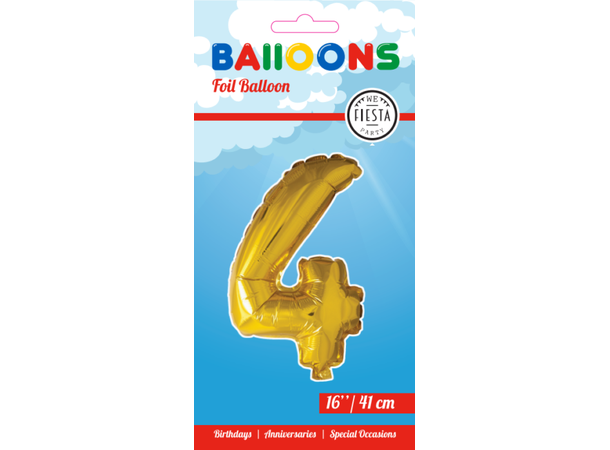Tallballong # 4 - Gull 1 Folieballong - 41cm (16") 