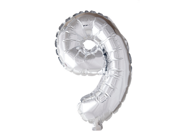 Tallballong # 9 - Sølv 1 Folieballong - 41cm (16")