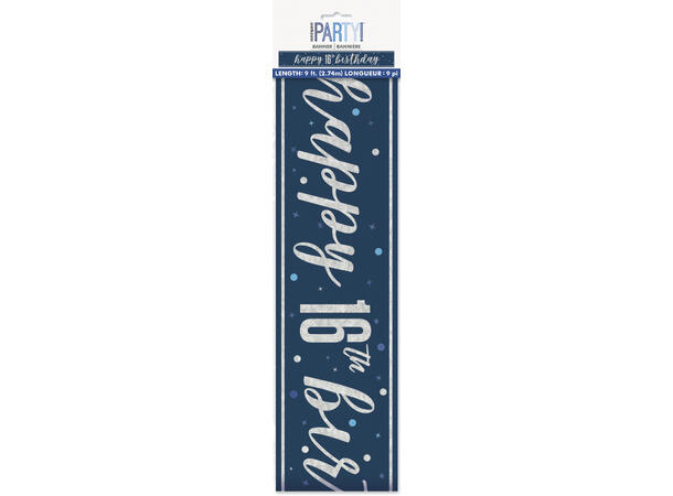 Blå & Sølv Glitz - #16 1 Foliebanner - 2,9m