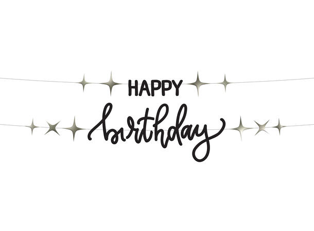 Creme Noir - "Happy Birthday" 1 Bokstavbanner i 2 deler i papir - 1,5m