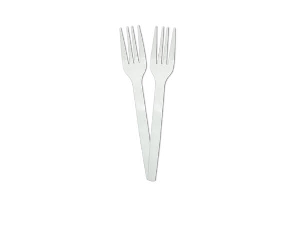 Ensfarget Hvit 10 Gjenbrukbare Gafler i plast
