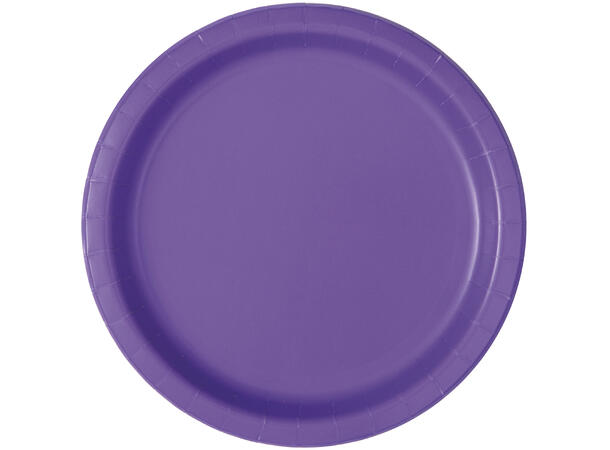 Ensfarget Neon Lilla 8 Runde tallerkener i papp - 18cm