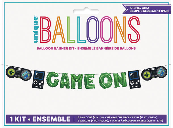 Gamer Birthday - "Game On" 1 Ballongord kit folie