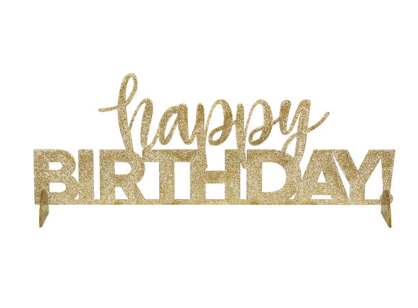 Glitter gull - "Happy Birthday" 1 Borddekorasjon i akryl