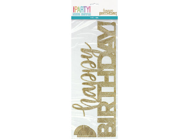 Glitter gull - "Happy Birthday" 1 Borddekorasjon i akryl