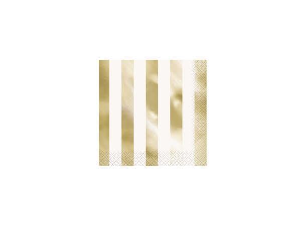 Gull Metalllic Striper 16 Lunchservietter - 33x33cm