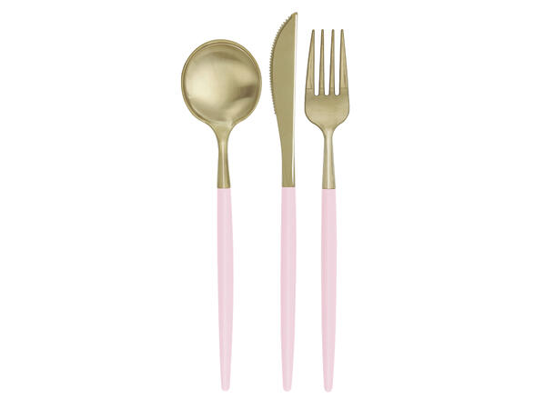 Gull & Lys Rosa - deluxe bestikk Plastbestikk 12 deler - 4 kuverter