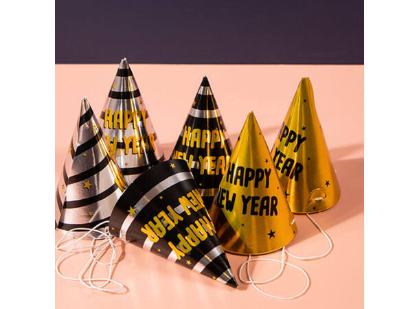 Happy New Year - Black & Gold HNY 6 Hatter i pair 