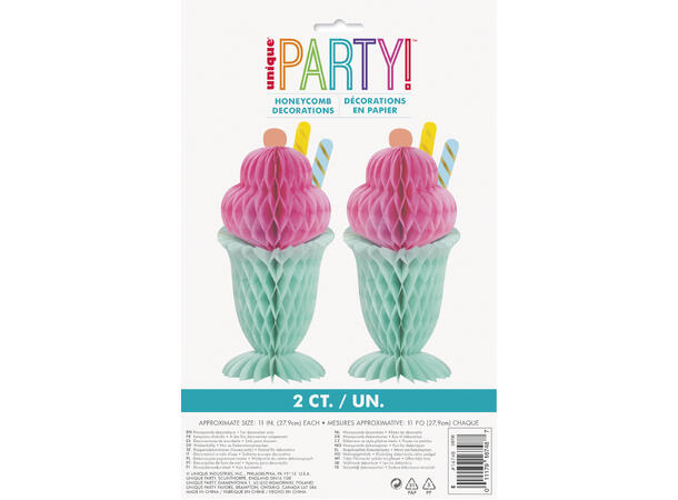 Pastel Ice Cream 2 Honeycomb dekorasjoner - 28cm