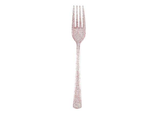 Rosa glitter plastgafler Plastbestikk 18 gafler