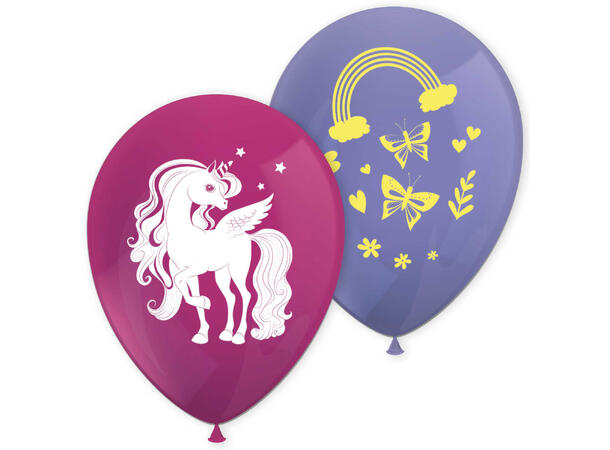 Unicorn Rainbow Colors 8 Gummiballonger med trykk - 30cm