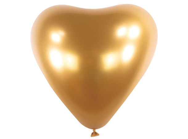 12H - Satin Luxe™ Gold Sateen 50 Gummiballonger hjerte -  28cm (12")