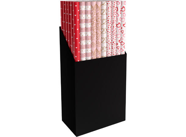 6 Assorterte gavepapir - Love 1 display m/60 ruller - 70x200cm