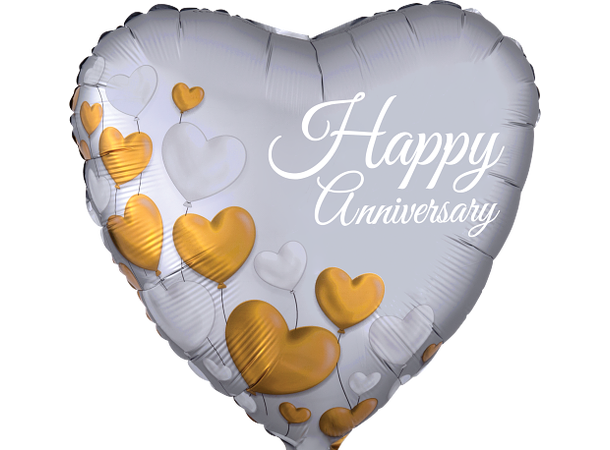 Anniversary Platinum Hearts 1 Folieballong - Hjerte - 18" (43cm)