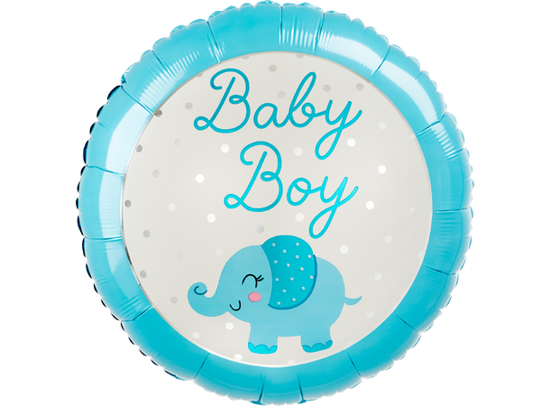 Baby Boy Elephant 1 Folieballong - Rund - 18" (43cm)