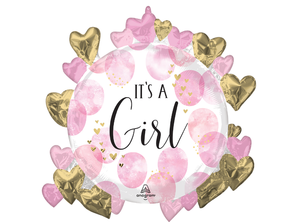 Baby Girl Pink Watercolor 1 Stor folieballong med form - 66x60cm