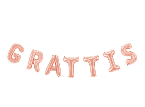 Ballongord - 'Grattis' - Rosegull 1 Ballongord - 41cm (16") 