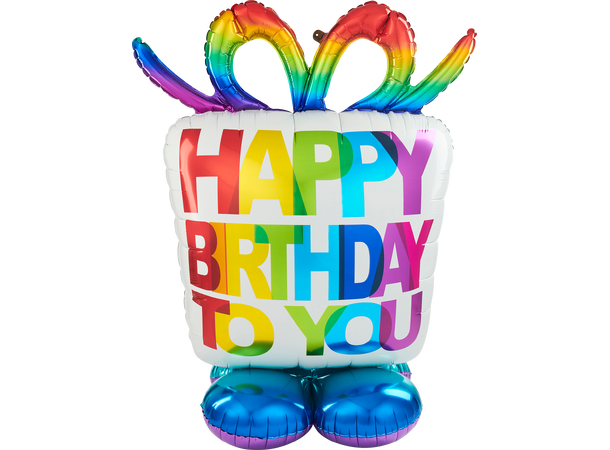 Birthday Present 1 Folieballong for luft m/base -96x127cm 