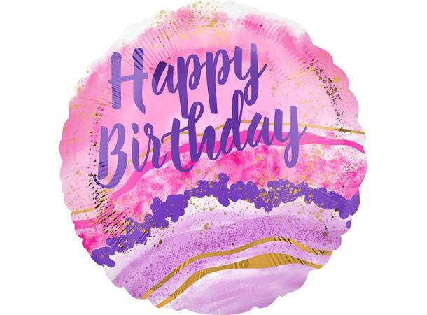 Birthday Watercolor Marble 1 Folieballong - Rund - 18" (43cm)