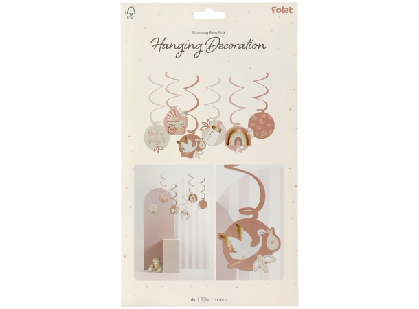 Blooming Baby Girl 6 Hengedekorasjoner i papir