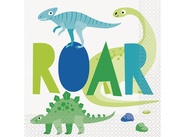 Blue & Green Dinosaur 16 Lunchservietter - 33x33cm