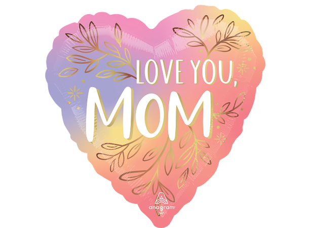 Botanical Traces Love You Mom 1 Folieballong - Hjerte - 28" (71cm)
