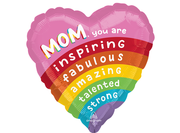 Brilliant Rainbow Mom 1 Folieballong - Hjerte - 18" (43cm)