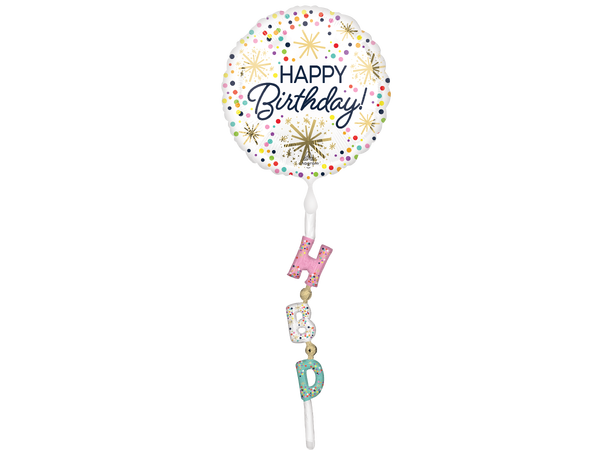 Confetti Sprinkle Birthday 1 Folieballong spes. m/"hale" - 60x175cm