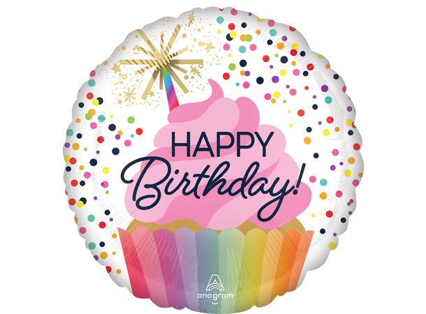 Confetti Sprinkle Birthday Standard 1 Folieballong - Rund - 18" (43cm)