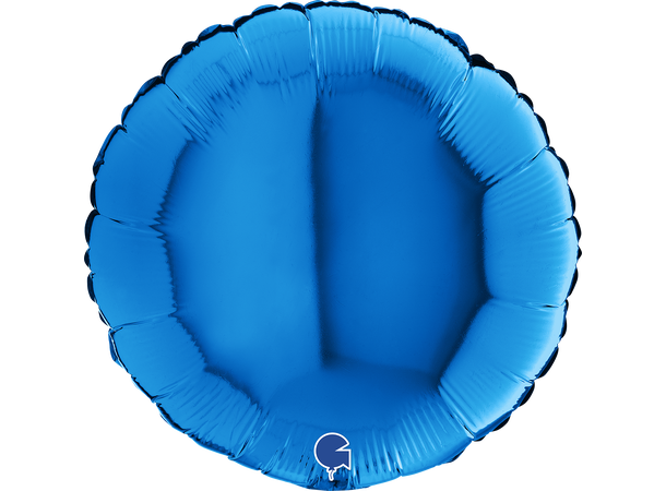 Ensfarget - Blue 1 Folieballong - Rund - 18" (43cm)