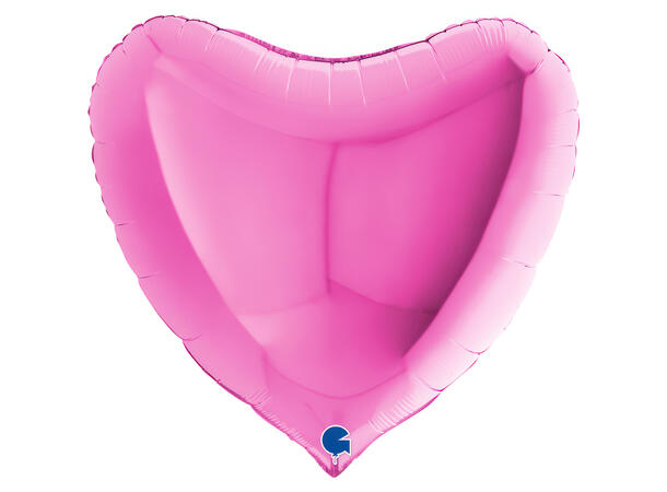 Ensfarget - Fuxia 1 Folieballong - Hjerte - 36" (91cm)