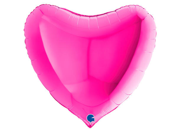Ensfarget - Magenta 1 Folieballong - Hjerte - 36" (91cm)