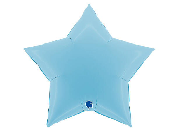 Ensfarget - Matte Blue 1 Folieballong - Stjerne - 36" (91cm)