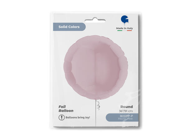 Ensfarget - Pastel Pink 1 Folieballong - Rund - 36" (91cm)