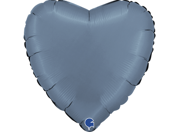Ensfarget - Satin Blue Jeans 1 Folieballong - Hjerte - 18" (43cm)
