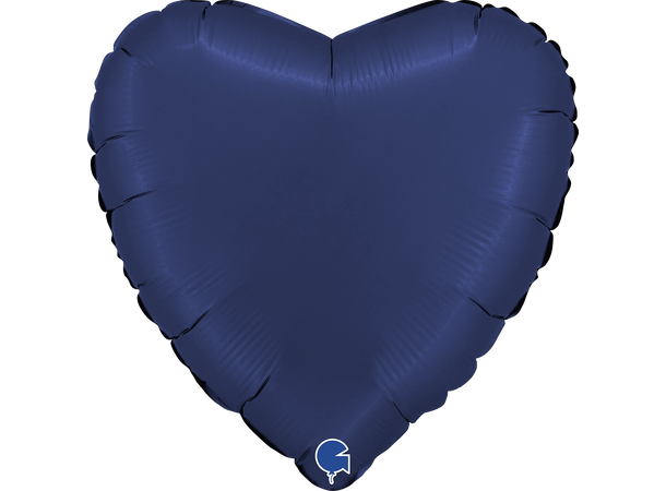 Ensfarget - Satin Blue Navy 1 Folieballong - Hjerte - 18" (43cm)