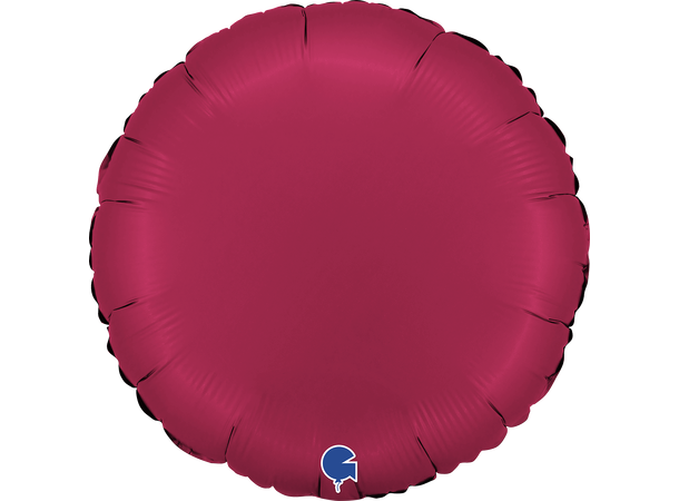 Ensfarget - Satin Cherry 1 Folieballong - Rund - 18" (43cm)