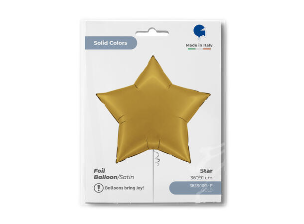 Ensfarget - Satin Gold 1 Folieballong - Stjerne - 36" (91cm)
