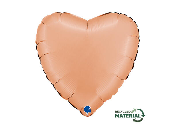 Ensfarget - Satin Peach 1 Folieballong - Hjerte - 18" (43cm) 