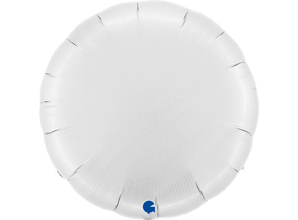 Ensfarget - Satin White 1 Folieballong - Rund - 36" (91cm)