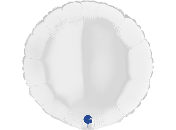 Ensfarget - White 1 Folieballong - Rund - 18" (43cm)