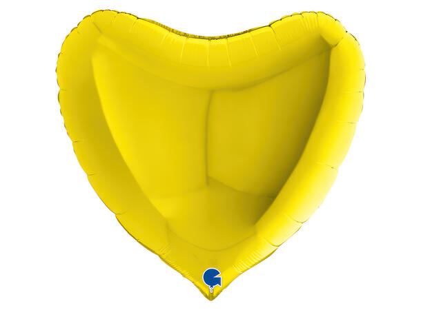 Ensfarget - Yellow 1 Folieballong - Hjerte - 36" (91cm)